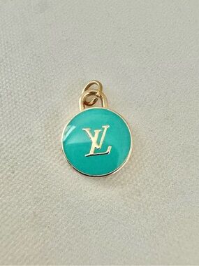 Louis Vuitton Vibrant Teal LV Logo Charm, Pendant, Small Medallion, Necklace